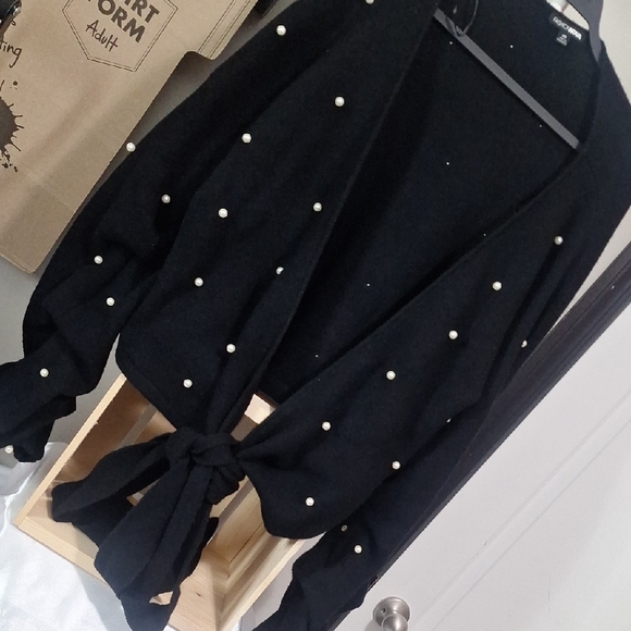 Black Pearl-Embellished Women's Sweater - Picture 3 of 3